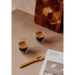 Nuts Dubbelwandige espressoglazen, 3 stuks incl bamboe lepel
