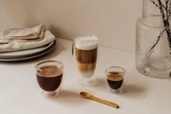 Nuts Dubbelwandige latte macchiatoglazen, 3 stuks incl bamboe lepel