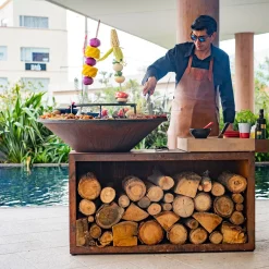 Ofyr Island+ Corten 100 Buitenkeuken, teakhout