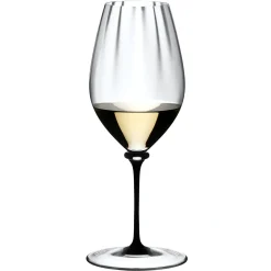 Riedel Fatto A Mano Performance Riesling Mondgeblazen Wijnglas, zwarte steel
