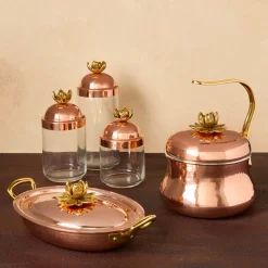 Ruffoni Historia Lotus Set met Braadpan, Ketel en Voorraadpotten K09622, 5-delig koper