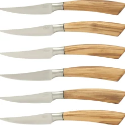 Saladini Steakmessenset 6-delig, 23cm olijfhout