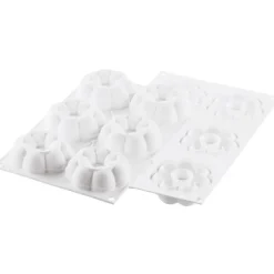 Silikomart Truffle Crown 90 Siliconen Patisserievorm met Uitsteekvorm, 6-vaks