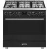 Smeg Classici Sinfonia Gasfornuis B91GMMBNLK2, 90cm mat zwart