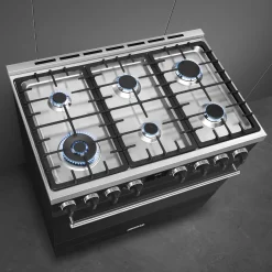 Smeg Classici Sinfonia Gasfornuis B91GMMBNLK2, 90cm mat zwart