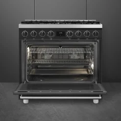 Smeg Classici Sinfonia Gasfornuis B91GMMBNLK2, 90cm mat zwart