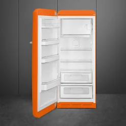 Smeg Jaren 50 Koelkast met Vriesvak FAB28LOR6, oranje linksdraaiend