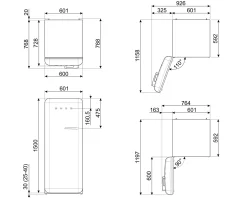 Smeg Jaren 50 Koelkast met Vriesvak FAB28LSV6, zilver linksdraaiend