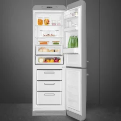 Smeg Jaren 50 Koel-Vriescombinatie Koelkast FAB32RSV6, zilver rechtsdraaiend