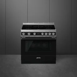 Smeg Portofino Inductiefornuis CPF9IPBL, 90cm zwart