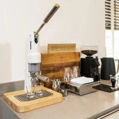 Superkop Handbediende Niet-Elektrische Espressomachine, wit