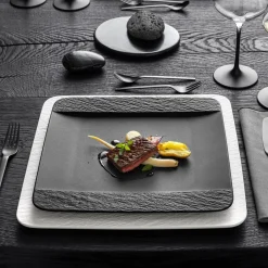 Villeroy & Boch Manufacture Rock Dinerbord Vierkant, 28x28cm zwart 6 stuks