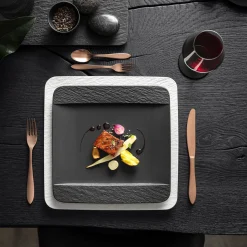 Villeroy & Boch Manufacture Rock Dinerbord Vierkant, 28x28cm zwart 6 stuks