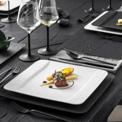 Villeroy & Boch Manufacture Rock Dinerbord Vierkant, 28x28cm wit 6 stuks