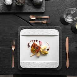 Villeroy & Boch Manufacture Rock Dinerbord Vierkant, 28x28cm wit 6 stuks