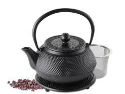 Weis Gietijzeren Theepot met Onderzetter, 0,7L zwart