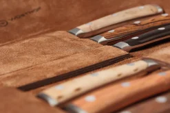 Wüsthof Classic Ikon Steakmessenset met Leren Etui, 6-delig diverse houtsoorten